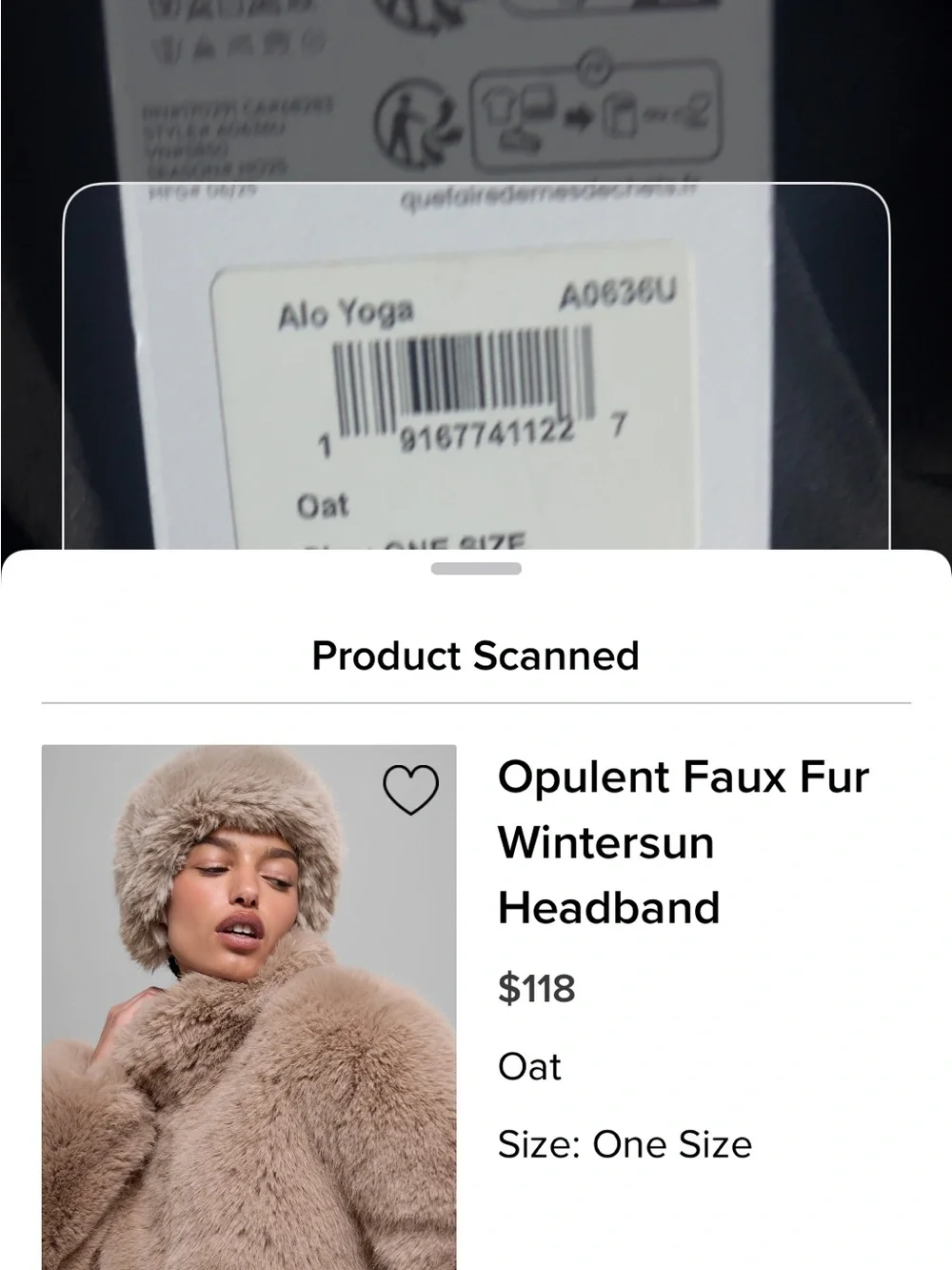 ALO Yoga Opulent Faux Fur Wintersun Headband in Oat